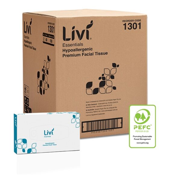 Livi Essentials Hypoallergenic Facial Tissues 2 Ply 100 Sheets