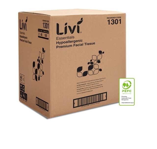 Livi Essentials Hypoallergenic Facial Tissues 2 Ply 100 Sheets