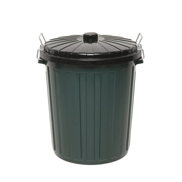 Edco Plastic Garbage Bin with Lid, Green, 55 L
