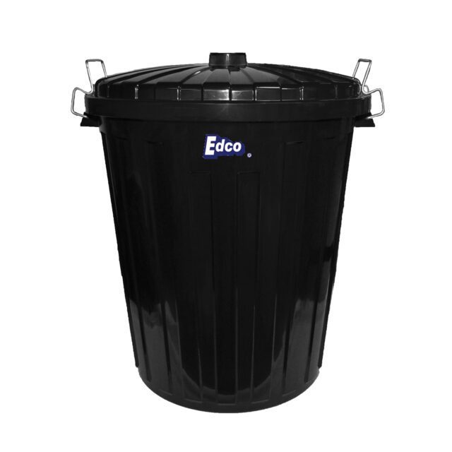 Edco Plastic Garbage Bin with Lid 73L Black