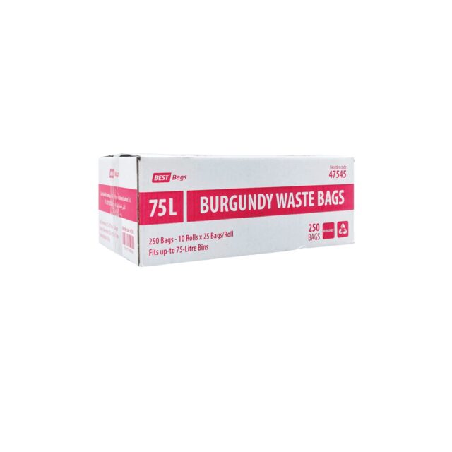 Best Hygiene 75 L Burgundy Waste Bags, 250 Bags