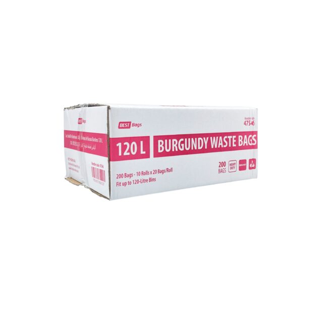 Best Hygiene 120 L Burgundy Waste Bags, 200 Bags