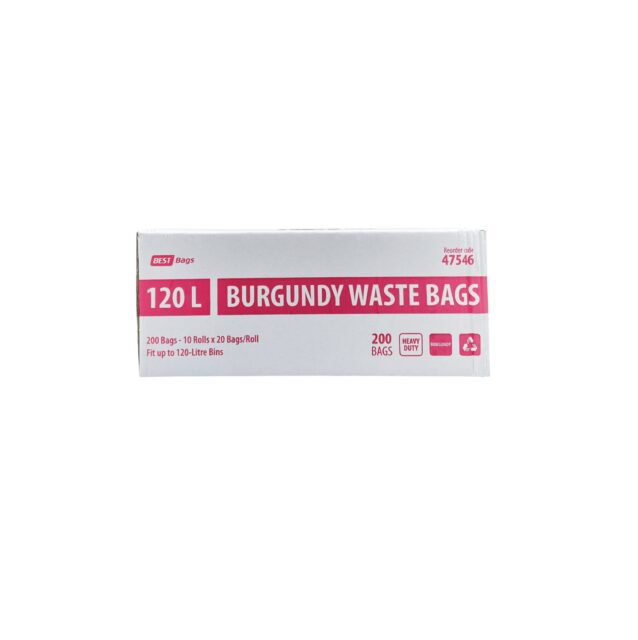 Best Hygiene 120 L Burgundy Waste Bags, 200 Bags