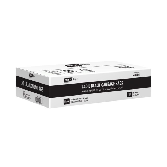 Best Hygiene 240 L Black Garbage Bags, 100 Bags