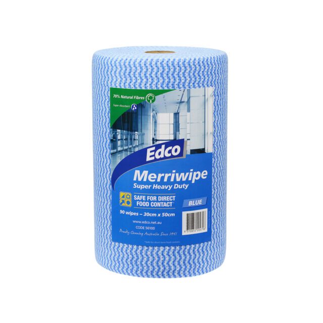 Edco Merriwipe Super Heavy Duty Wipes Rolls, Blue