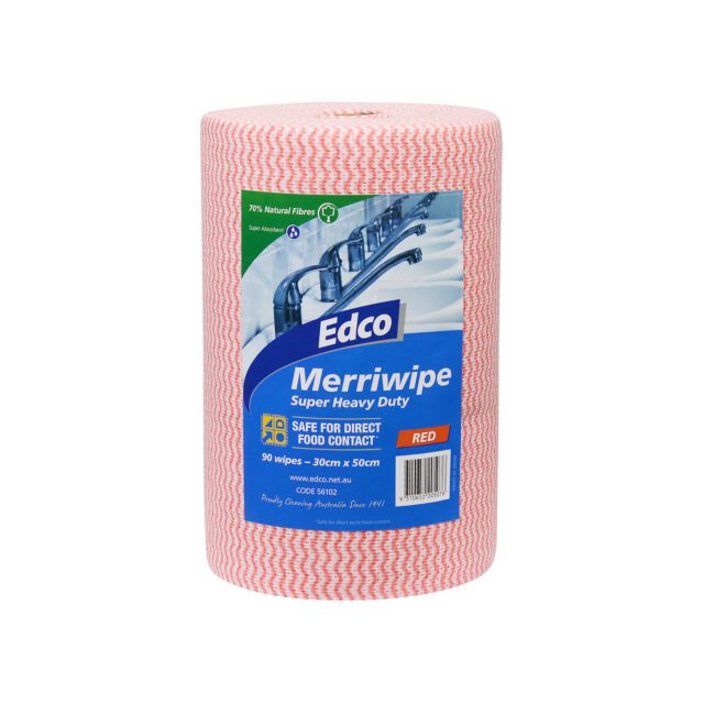 Edco Merriwipe Super Heavy Duty Wipes Rolls, Red