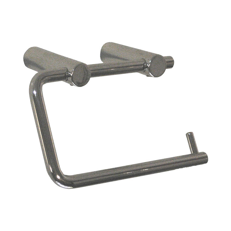 Chrome toilet paper holder on a white background