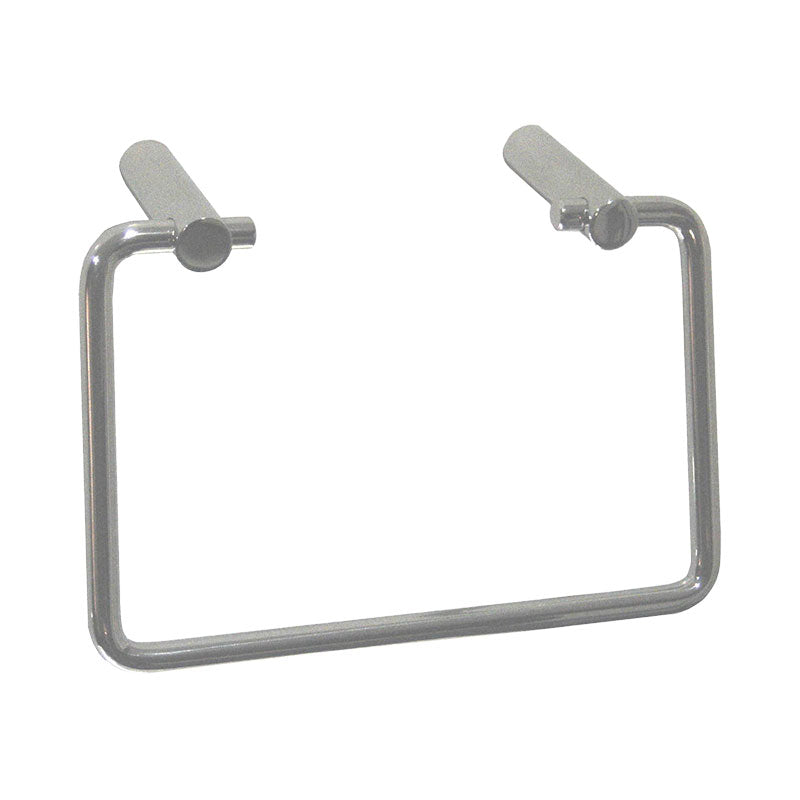 Metallic frame with two cylindrical handles on a white background