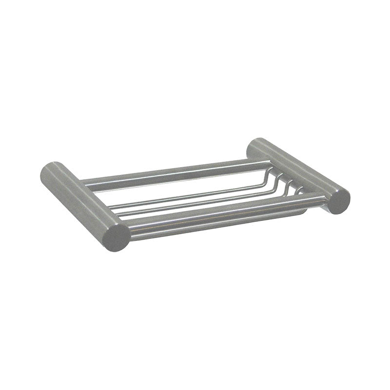 Metallic towel rack on a white background