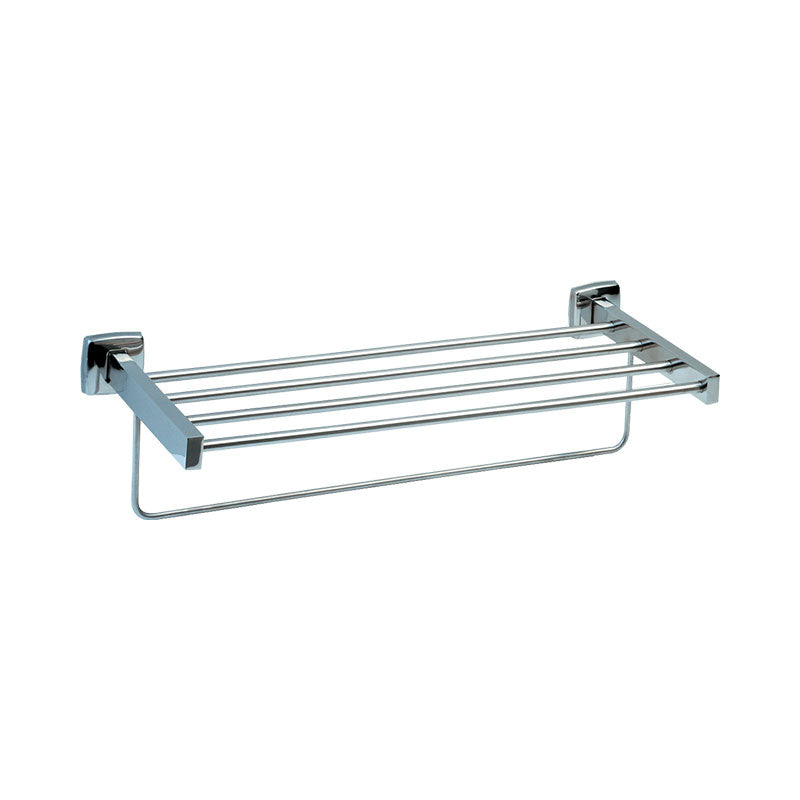 Chrome towel rack on a white background
