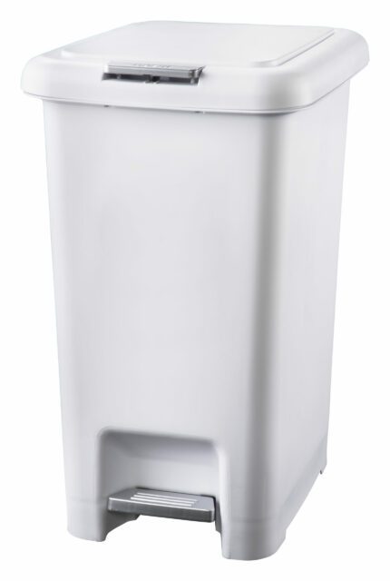 Oates 30L White Bin, Dual-Mechanism Pedal / Push Button