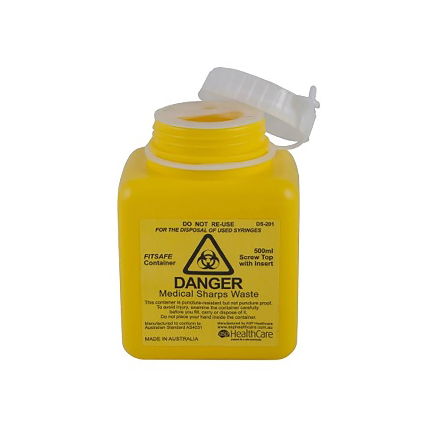 ASP HealthCare FITTUBE Sharps Container – Yellow 500ml