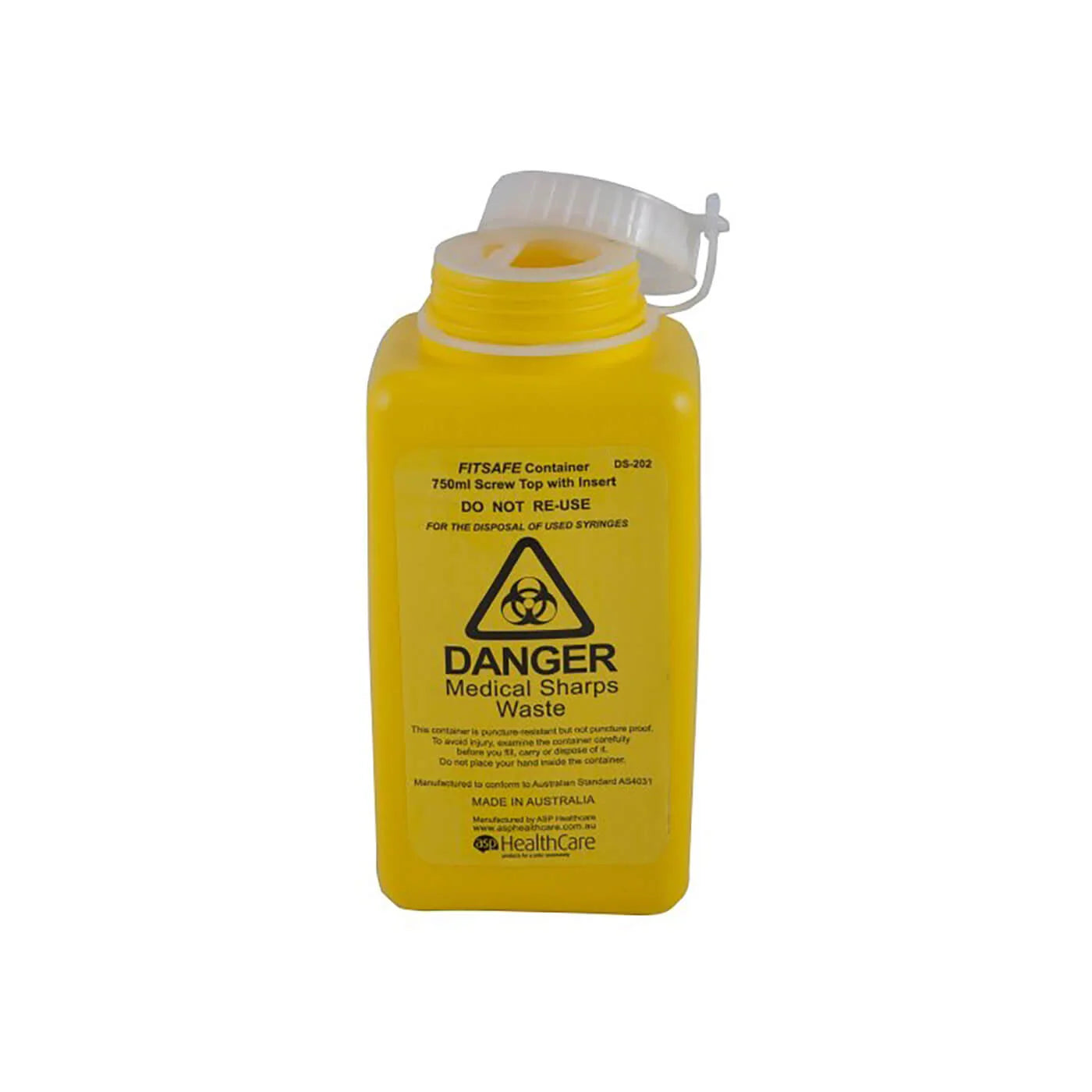 ASP HealthCare FITTUBE Sharps Container – Yellow 750ml