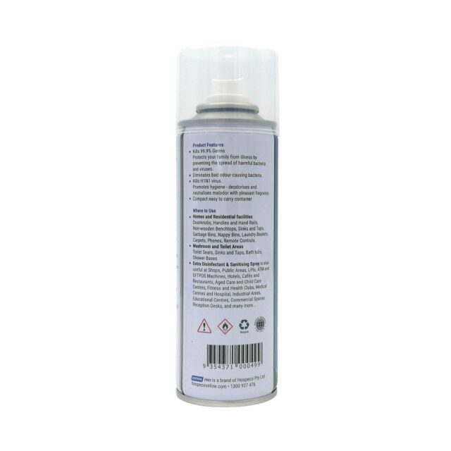 Extra Disinfectant and Sanitising Spray, 75% Alcohol, Eucalyptus, 250 mL