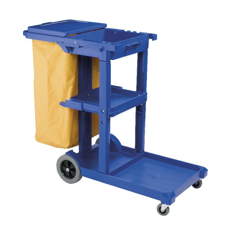 Janitor Cart with Lid, Dark Blue