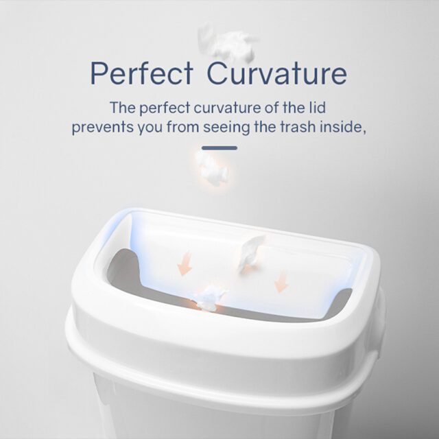 Multi Curved Trash Bin, Floor Standing or Wall Mounted, Black, 32 L