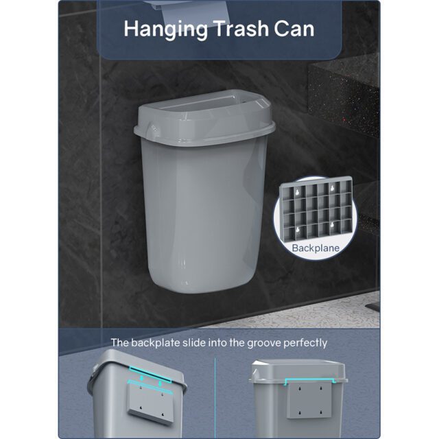 Multi Curved Trash Bin, Floor Standing or Wall Mounted, Black, 32 L