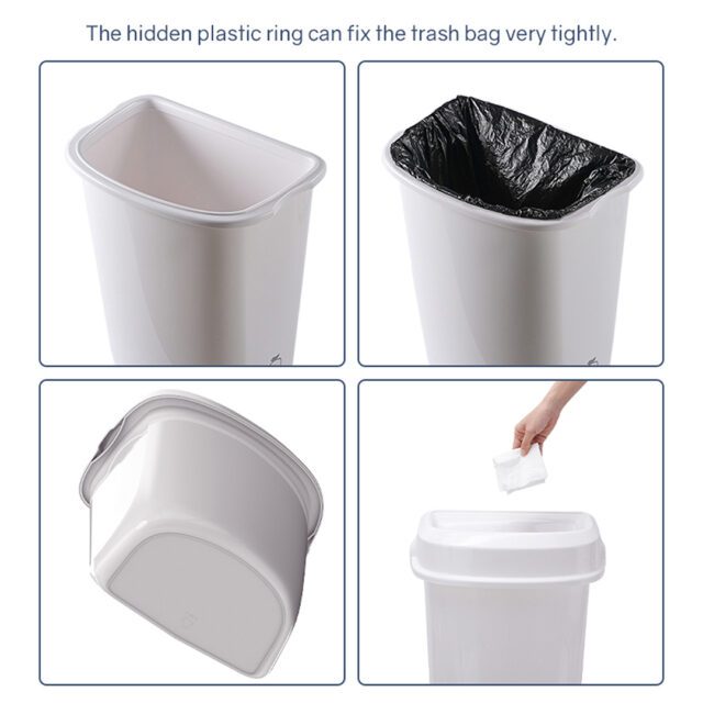Multi Curved Trash Bin, Floor Standing or Wall Mounted, Black, 32 L