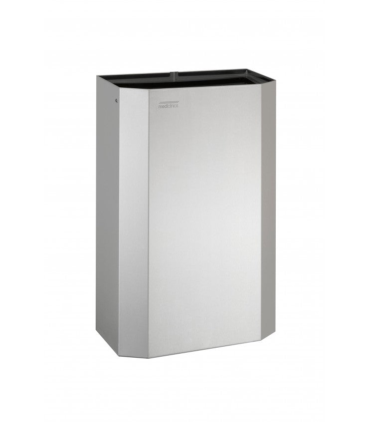 12L Satin Stainless Steel Open Top Paper Bin with Bag Holder