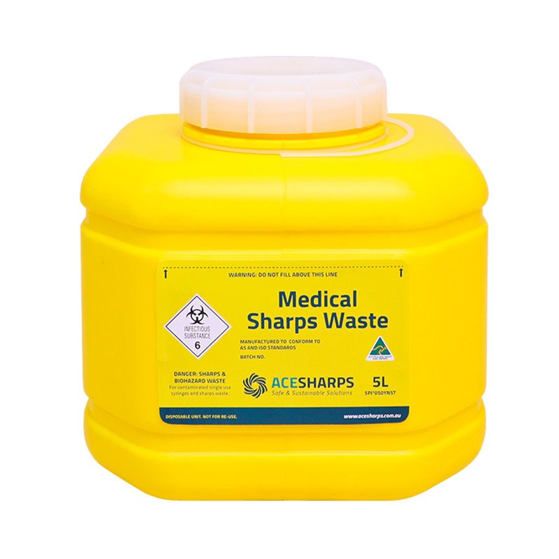 Ace Sharps 5L Sharps Container Non-Spill Screw Top Lid