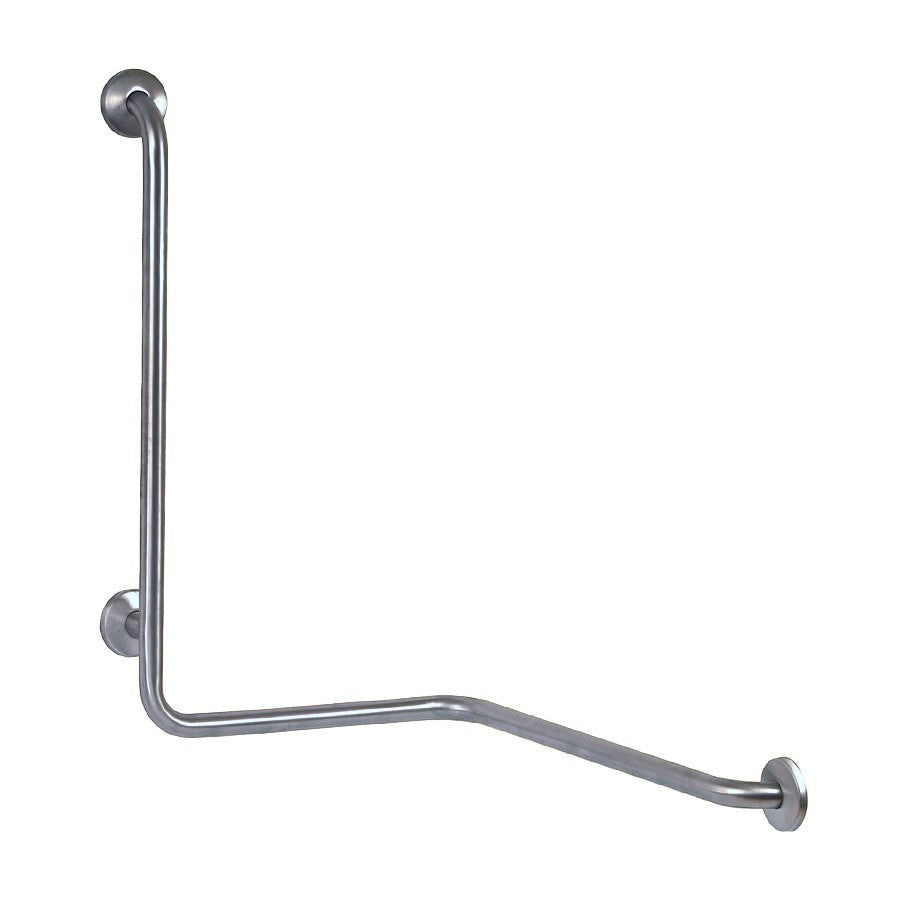Hospeco Mediclinics left-side 90-degree angled stainless steel grab bar with concealed wall fixings