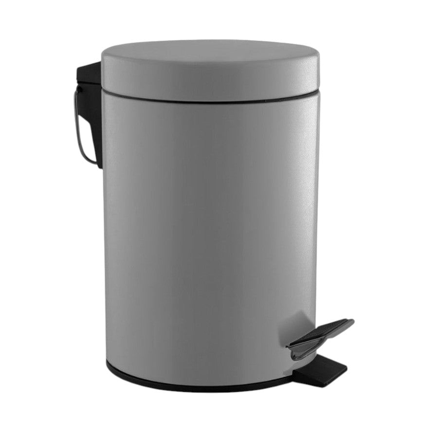 Hospeco 3L satin stainless steel pedal bin with a silent closing lid and sturdy carrying handle for washrooms.