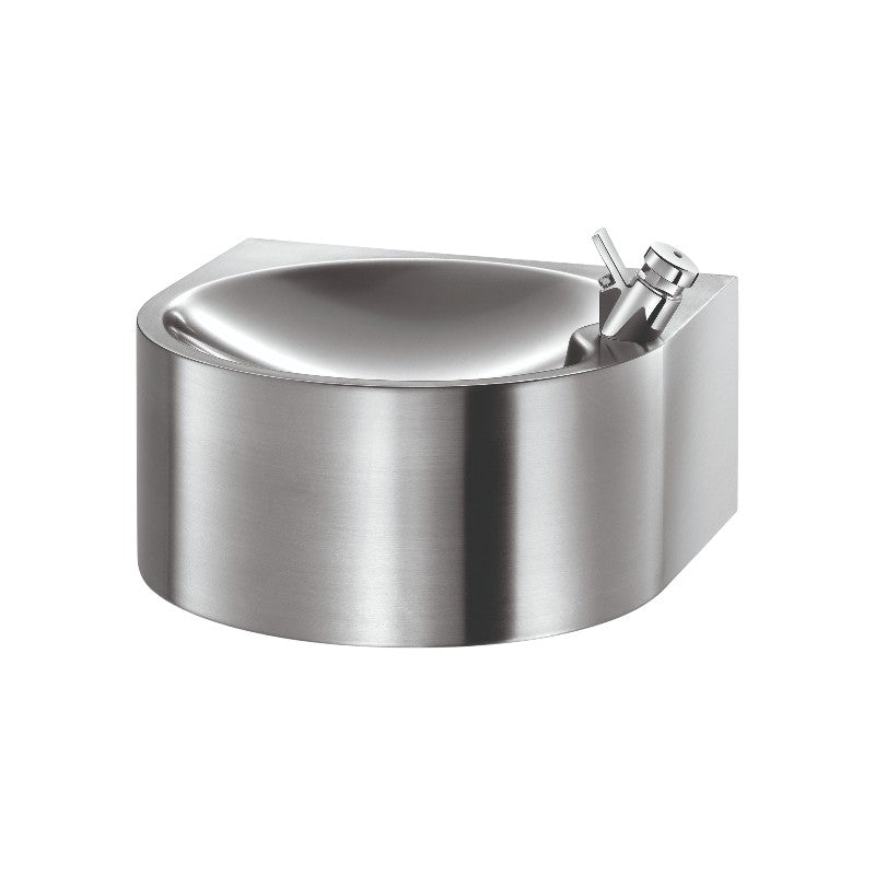 Hospeco wall-mounted stainless steel drinking fountain with satin finish and chrome-plated brass spout