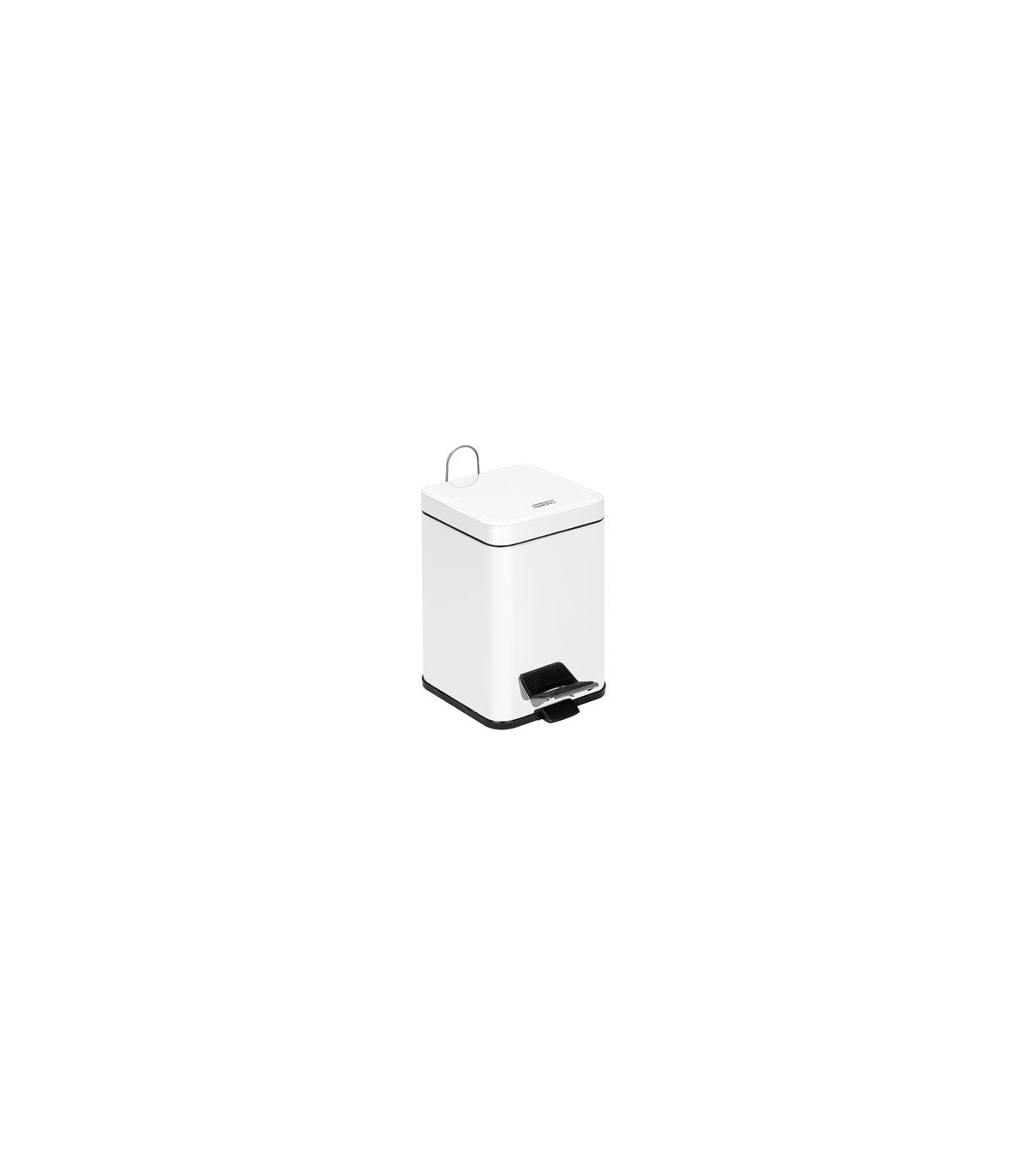 6L White Epoxy Square Pedal Bin