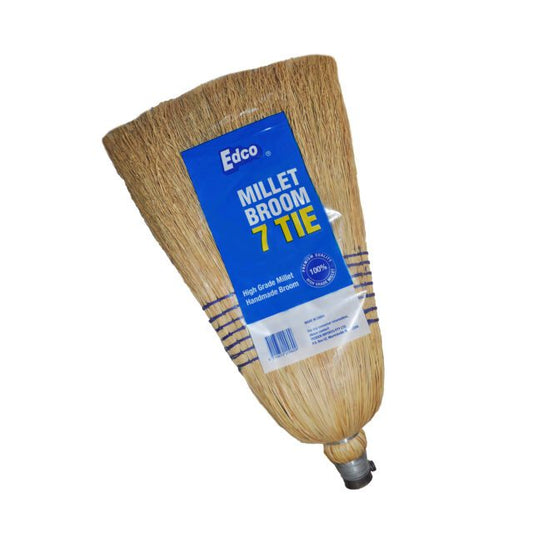 Edco Millet Broom with Handle, 7 Tie