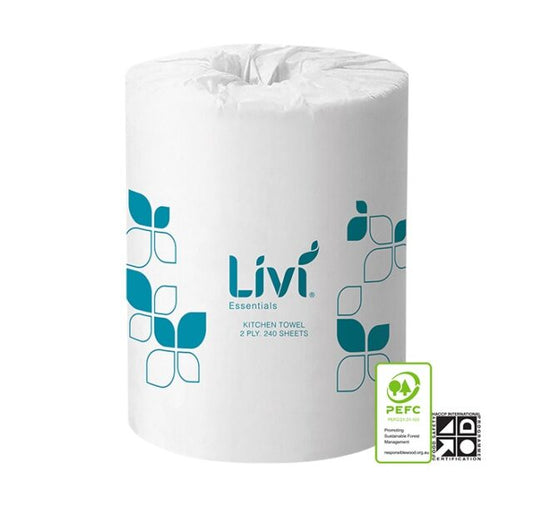 Livi Essentials Kitchen Towel Roll 2 Ply 240 Sheets