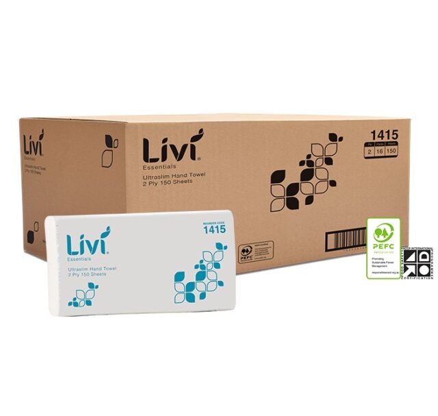 Livi Essentials Ultraslim Hand Towel 2 Ply 150 Sheets