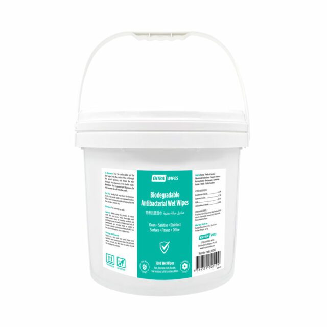 Extra Biodegradable Antibacterial Wet Wipes Bucket, 1000 sheets