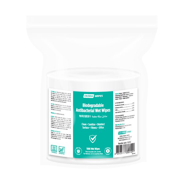 Extra Biodegradable Antibacterial Wet Wipes, 1000 sheets