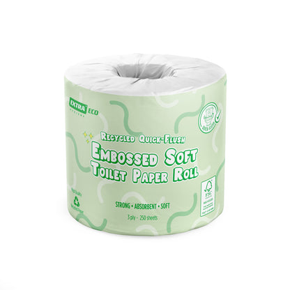 Extra Hygiene Recycled Toilet Paper Quick-Flush Soft Embossed, 3ply, 250s