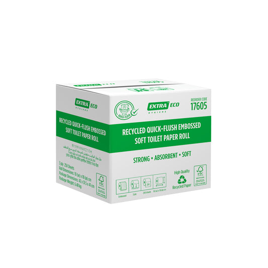 Extra Hygiene Recycled Toilet Paper Quick-Flush Soft Embossed, 3ply, 250s