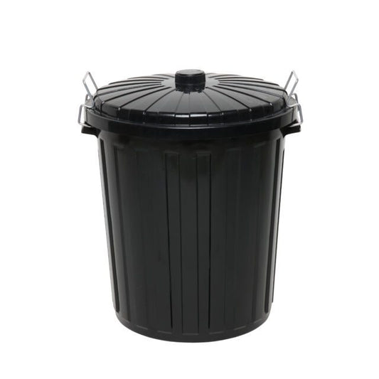 Edco Plastic Garbage Bin with Lid, Black, 55 L