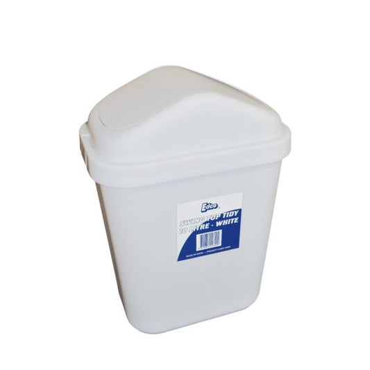 Edco Swing Top Tidy, White, 10 L