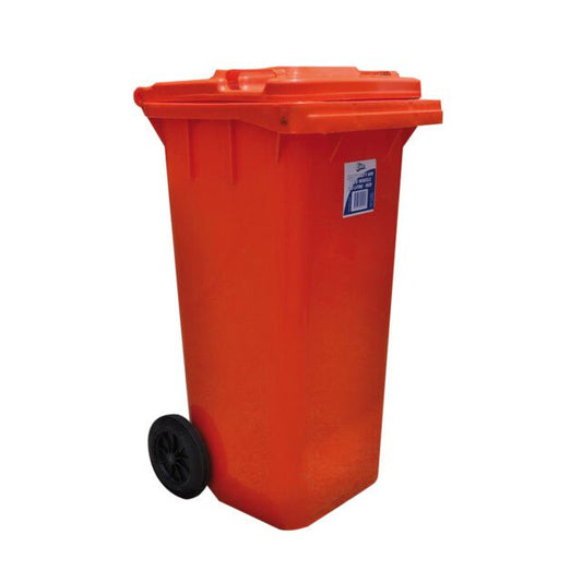 Edco Heavy Duty Bin with Wheels, Red, 120 L