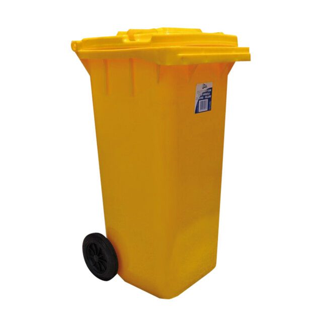 Edco Heavy Duty Bin with Wheels, Yellow, 120 L