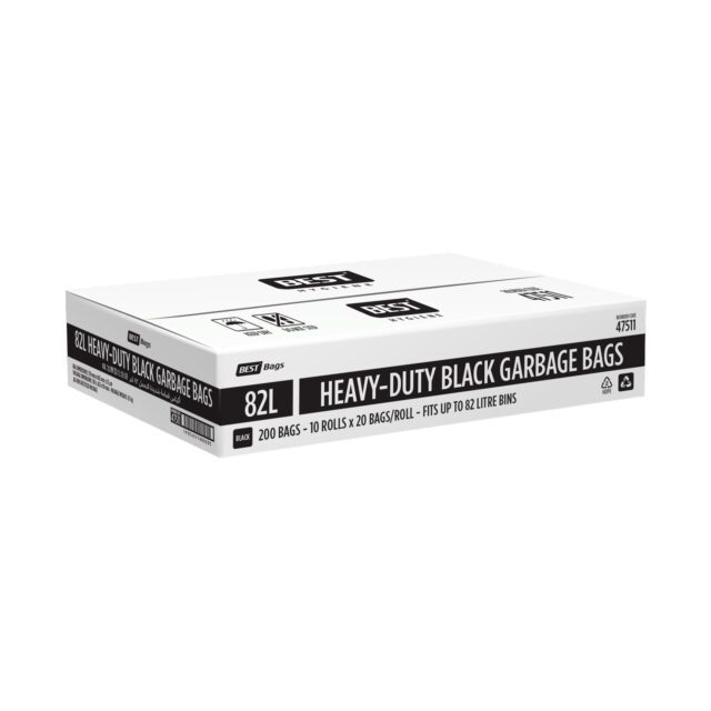 Best Hygiene 82 L Black Heavy-Duty Garbage Bags, 200 Bags