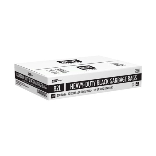 Best Hygiene 82 L Black Heavy-Duty Garbage Bags, 200 Bags
