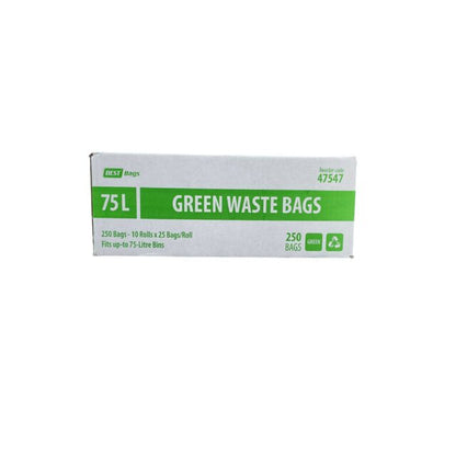 Best Hygiene 75 L Green Waste Bags, 250 Bags
