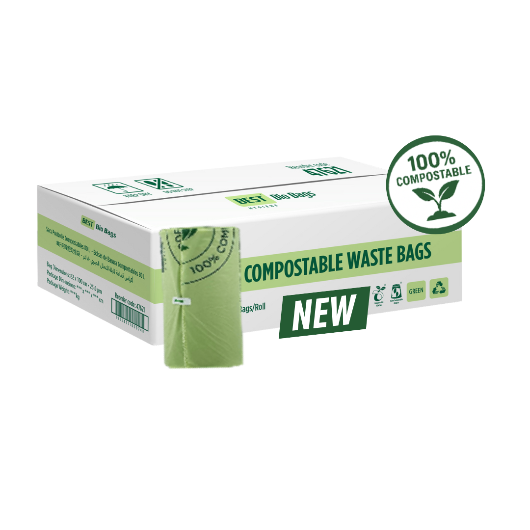 80 L Green Compostable Waste Bags