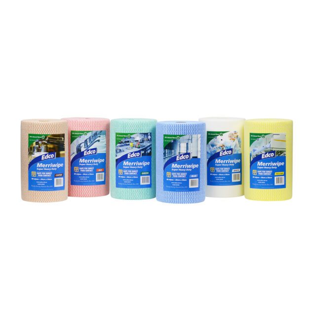Edco Merriwipe Super Heavy Duty Wipes Rolls, Blue