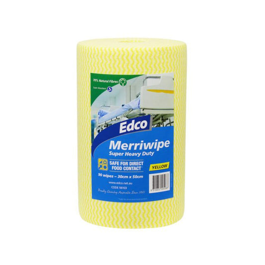 Edco Merriwipe Super Heavy Duty Wipes Rolls, Yellow