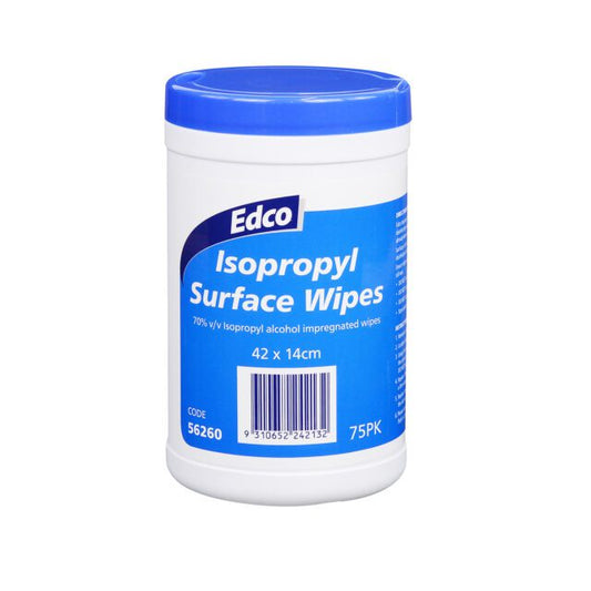 Edco Isopropyl Surface Wipes Canister, 75 Pack