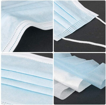 50 PCS Blue Face Masks, Non-Woven Thick 3-Layers Breathable Facial Masks with Adjustable Ear loop, Mouth and Nose Cover TGA Certified