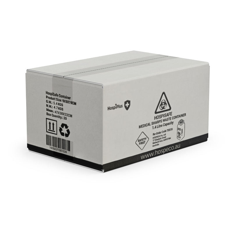Hospeco 1.4L Sharps Container - Needle and Syringe Disposal (Yellow)