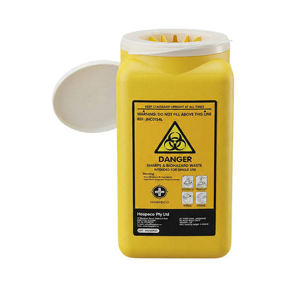 Hospeco 1.4L Sharps Container - Needle and Syringe Disposal (Yellow)