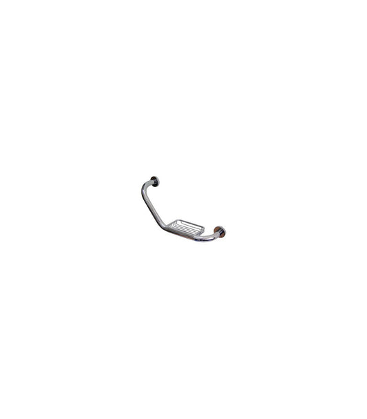 Angled grab bar with soap dish